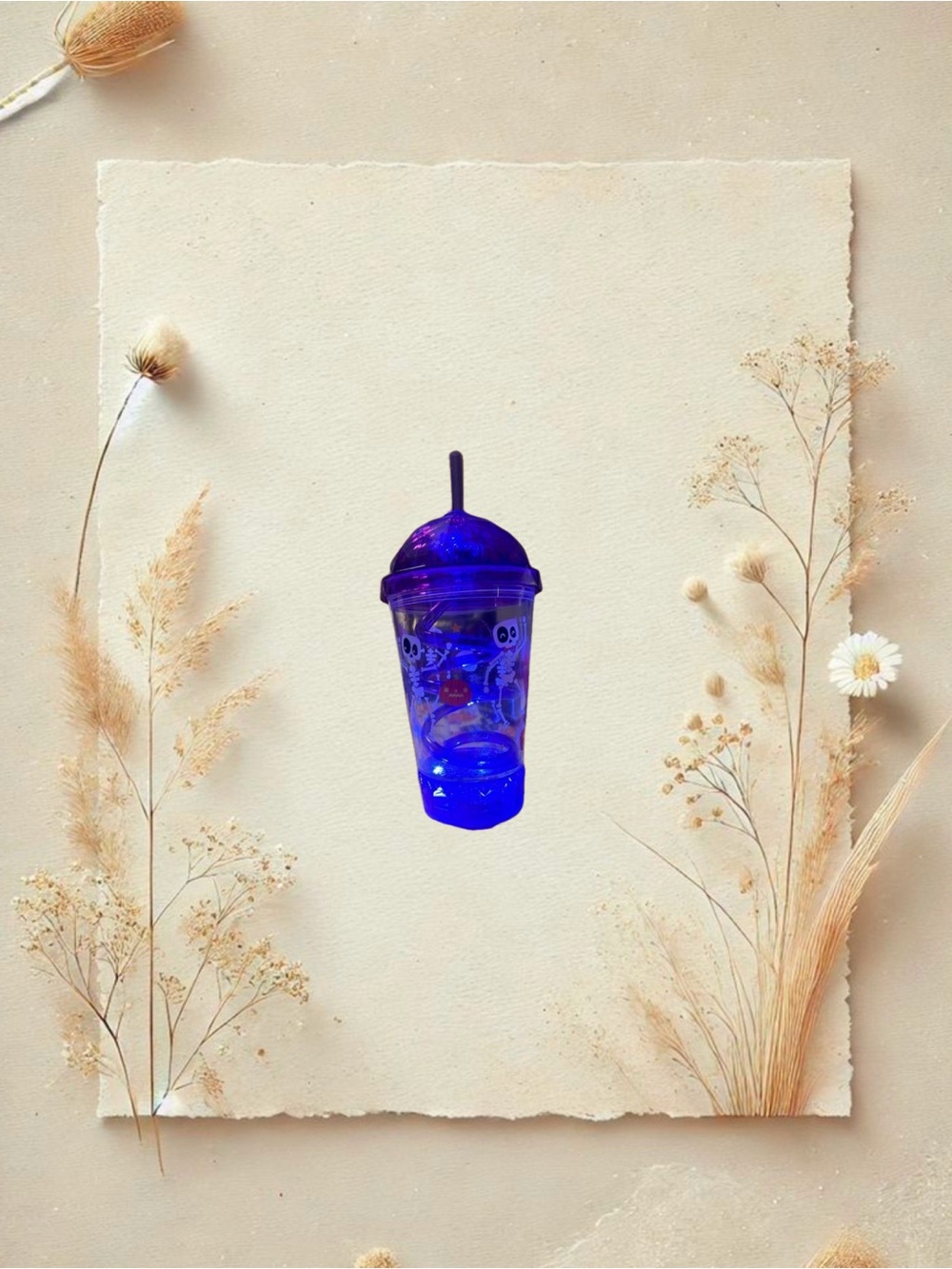 Halloween/Skeleton Blue Light Up Dome Tumbler with Straw
